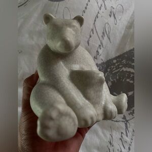 Anthropologie Candle Holder Artic Woodland Taper Polar Bear Crackle 4" Exc.Cond.